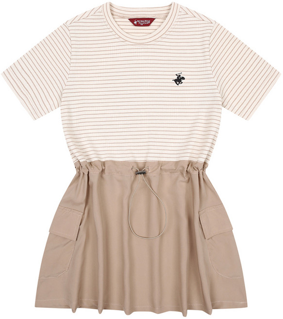 BEVERLY HILLS POLO CLUB 比佛利保羅 女童條紋短袖連身裙