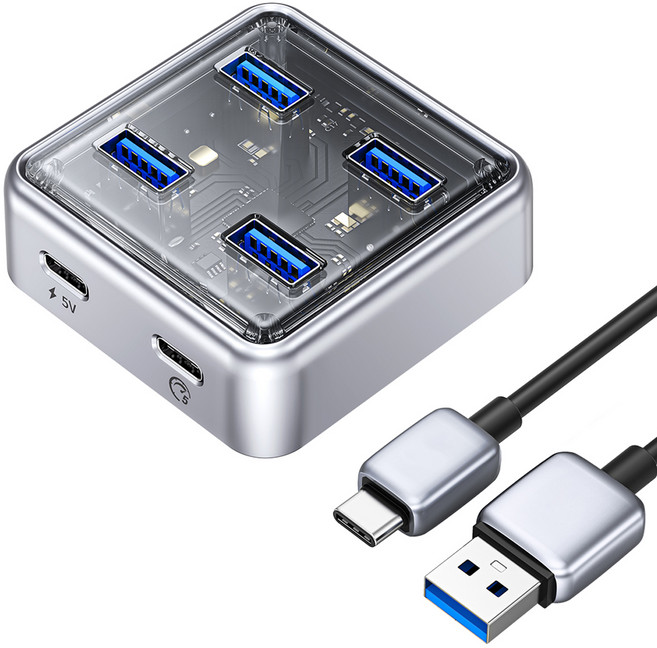 오리코 USB허브 Type C 0.5m XHJ4U-U3-05, 혼합색상