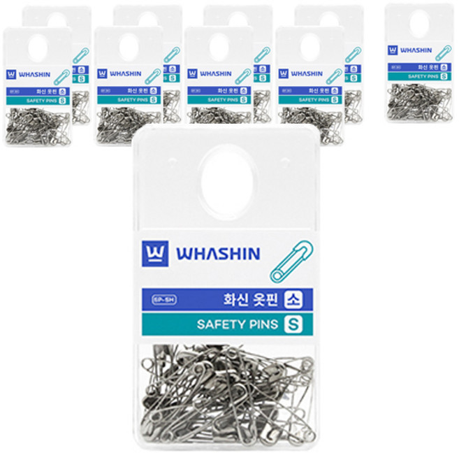 WHASHIN 安全別針 固定針 吊卡包裝 小 40入, 單一顏色, 10個