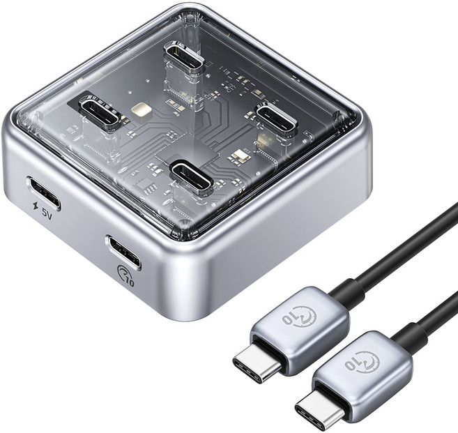 ORICO 奧睿科 Type-C 10G C to C 無/有電源兩用 4埠集線器 0.5m XHJ4C-G2-05, 混色