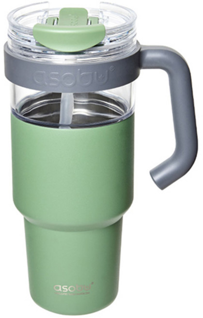 아소부 스테인리스 스트로우 익스플로러 텀블러, 바질 그린, 1L, 1개