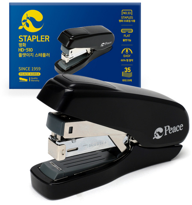 피스코리아 플랫 이지 스테플러 HD-510, 블랙, 1개