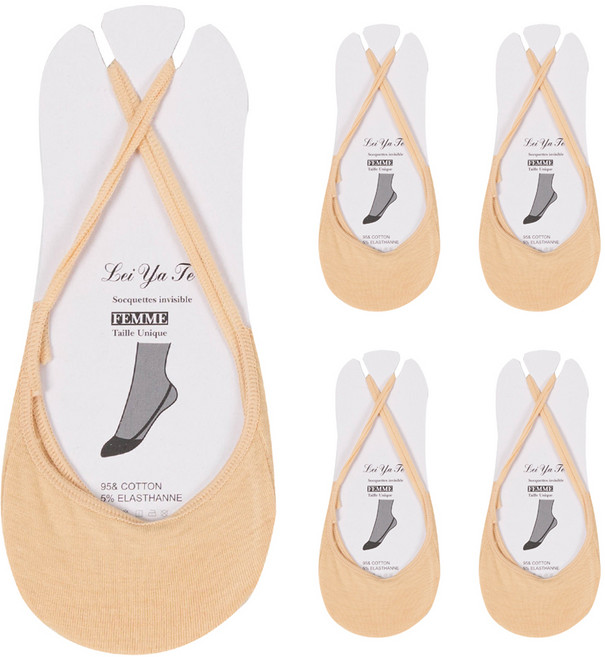 시너싹스 여성용 면 끈 덧신 5켤레 세트