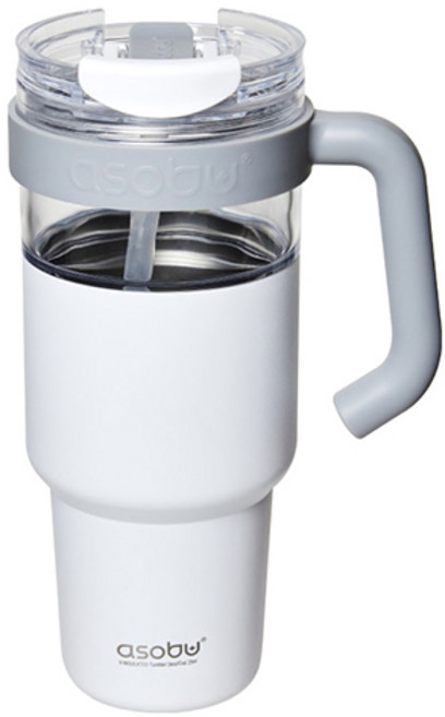 아소부 스테인레스 스트로우 익스플로러 텀블러, 화이트, 1L, 1개