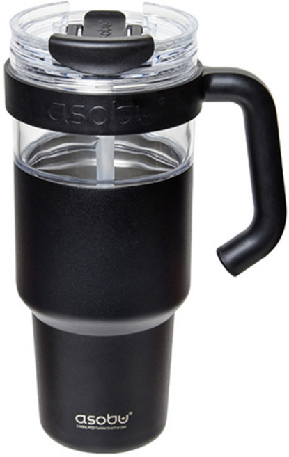 아소부 스테인리스 스트로우 익스플로러 텀블러, 블랙, 1L, 1개