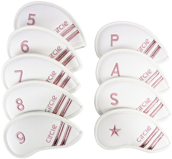 써클디자인골프 시그니처 아이언 커버 9종 세트, 화이트 핑크, 1개
