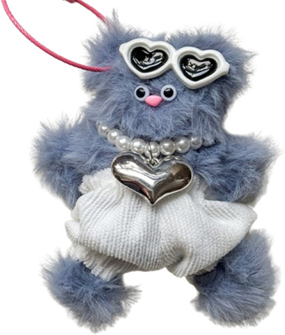 영니크 하찮이 모루 인형 키링, 블루, 1개