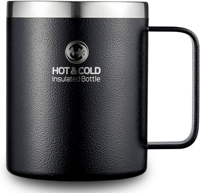 리벤스 데일리 스텐 보온보냉 손잡이 머그컵, 블랙, 400ml, 1개