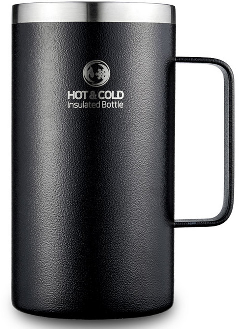 리벤스 데일리 스텐 보온보냉 손잡이 머그컵, 블랙, 670ml, 1개