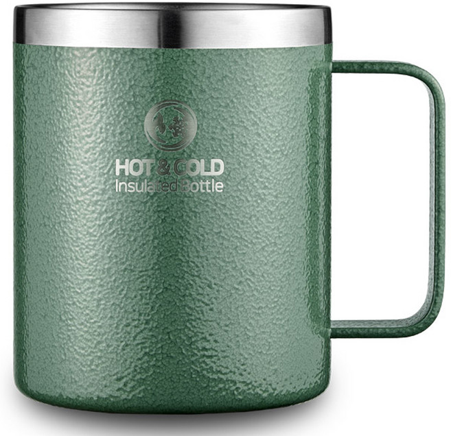 리벤스 데일리 스텐 보온보냉 손잡이 머그컵, 그린, 400ml, 1개