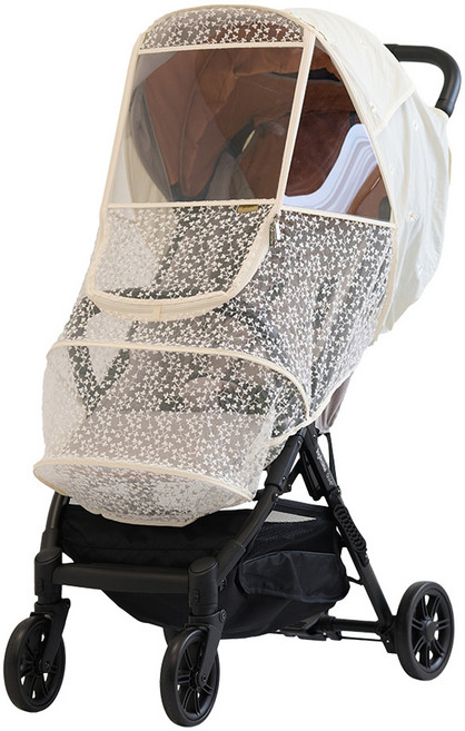 오맘 유아용 휴대용 레이스 유모차 모기장, 아이보리, 1개