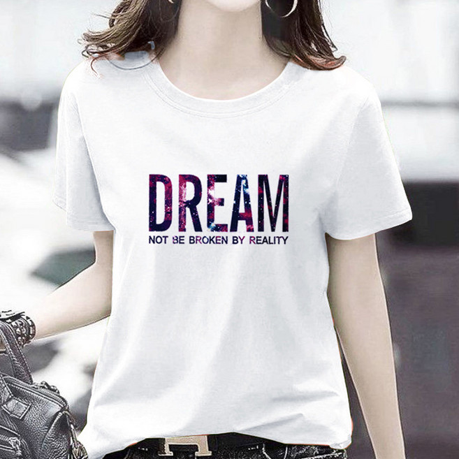 Goodif 女款歐風字母圓領短袖T恤