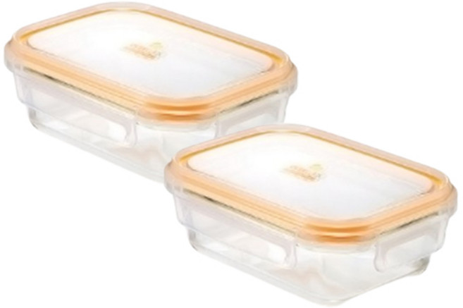 오븐락 아트웨어 내열유리 밀폐용기 직사각2 1호 970ml, 2개, 단품