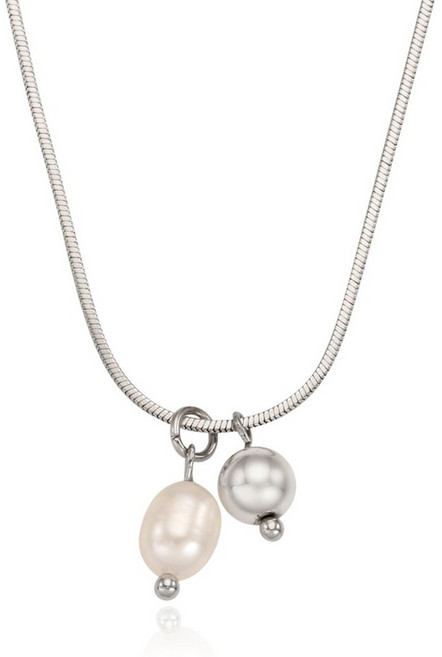 오에스티 여성용 진주 메탈볼 믹스 목걸이