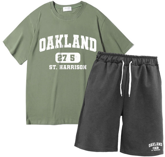 이지스튜디오 오클랜드 W 20수 코튼 오버핏 반팔 티셔츠 + 오버핏 반바지 트레이닝세트