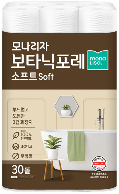 모나리자 보타닉포레 소프트 천연펄프 화장지, 30m, 30개입, 1개