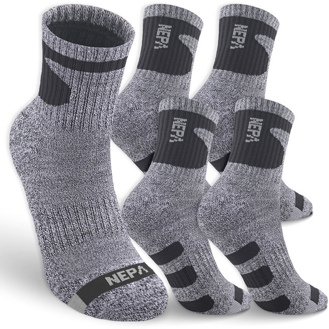 네파 남성용 쿠션 중목 양말 A타입 5족 세트, 블랙, 1세트