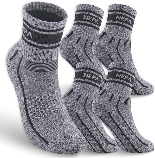 네파 남성용 쿠션 중목 양말 B타입 5족 세트, 블랙, 1세트