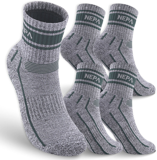 네파 남성용 쿠션 중목 양말 B타입 5족 세트, 그린, 1세트