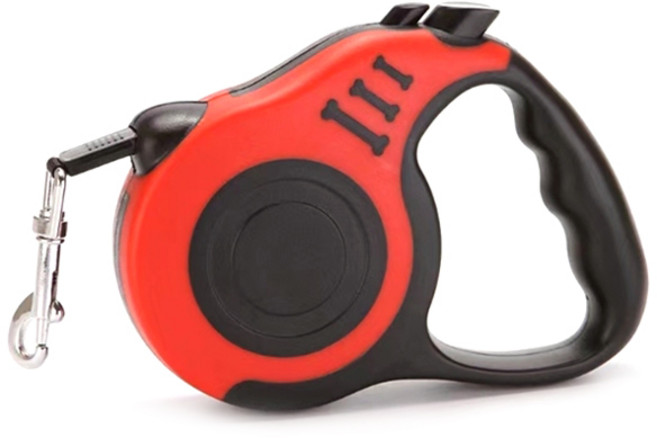 더뉴커머스 꼬임방지 튼튼한 강아지 자동 리드줄, 레드, 1개