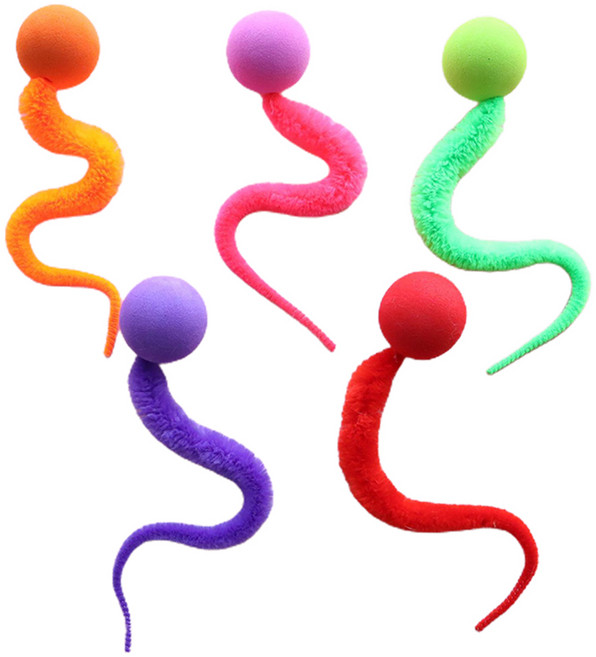 둥둥펫 고양이 지렁이공 장난감 5종 세트, 퍼플 + 레드 + 그린 + 오렌지 + 핑크, 1세트