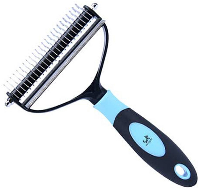 딩동펫 반려동물 2in1 죽은털제거 매듭 브러쉬 S, 블루, 1개