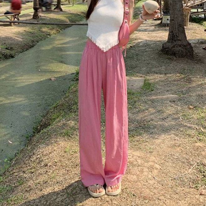 비비에모 여성용 내추럴 와이드 밴딩 팬츠 06653