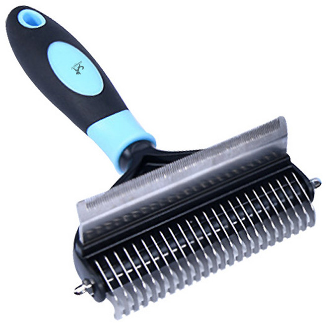 딩동펫 반려동물 2in1 죽은털제거 매듭 브러쉬 L, 블루, 1개