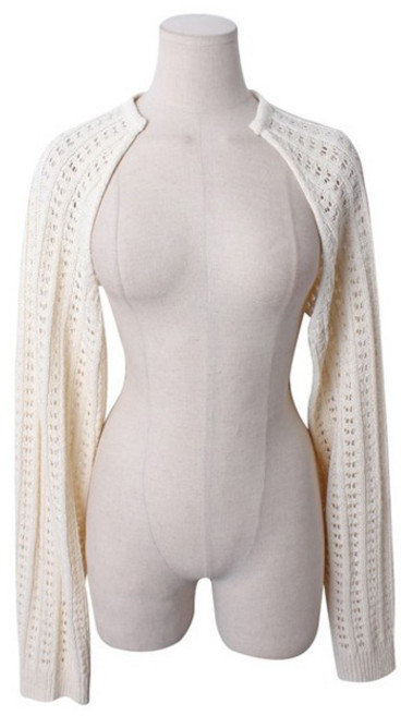 린다샵 여성용 유넨스 그물 펀칭 롱 슬리브 숄더 볼레로 가디건 cpcd3119k43