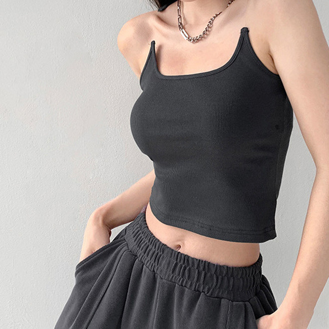 비비에모 여성용 슬림 캡내장 투명 끈나시 탑 06600