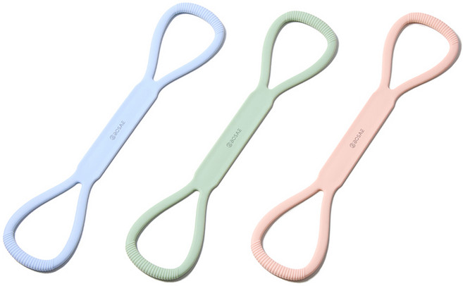 보새 가이드 스트레칭 튜빙밴드 3종 + 보관파우치 세트, 블루 + 핑크 + 그린, 1세트