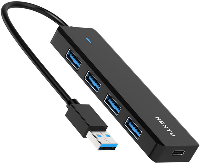 넥스트유 4포트 무전원 세기누스 어썸 USB허브 674U3, 블랙, 1개