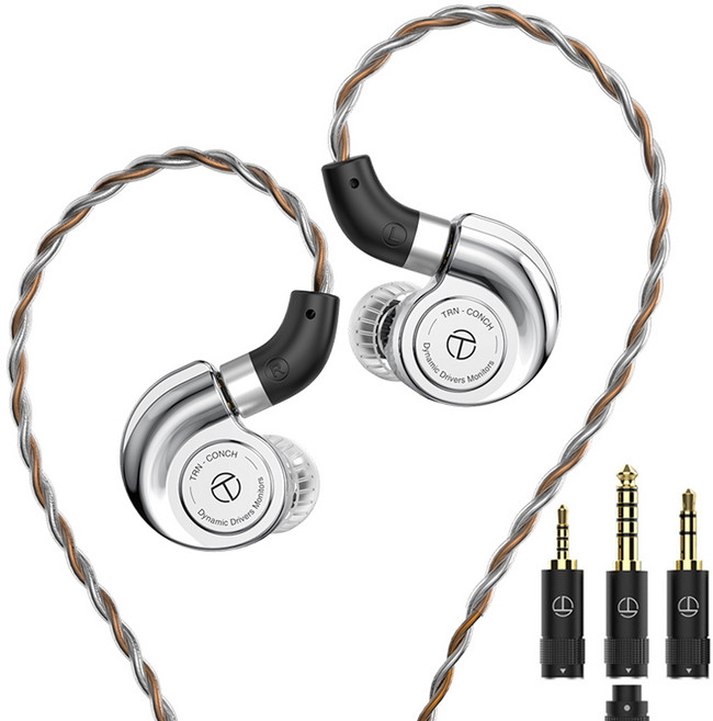 티알엔 DCL 다이어프램 드라이버 유선 인이어 이어폰, Conch, 실버