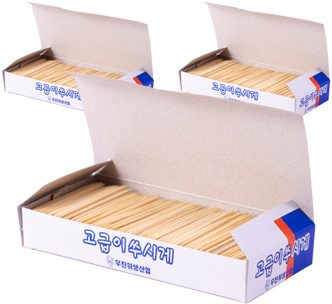 리빙웰 리필용 대나무 이쑤시개 1200p, 3개