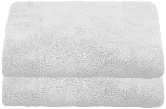 월드크린 보보 극세사 타월, 화이트, 2개, 1개입