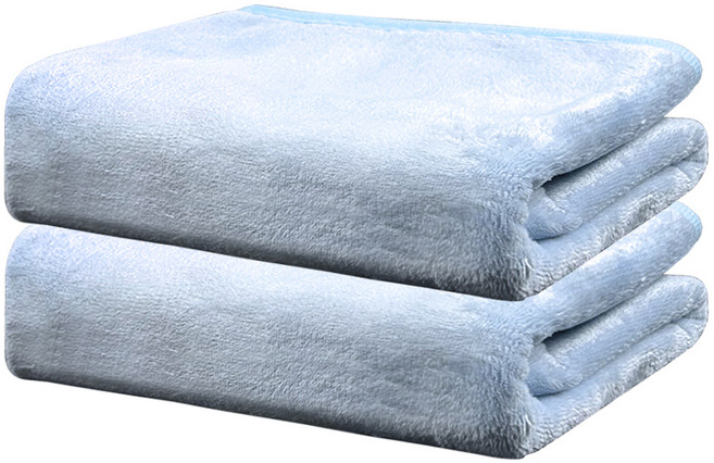 월드크린 실키 극세사 타월, 블루, 2개, 1개입