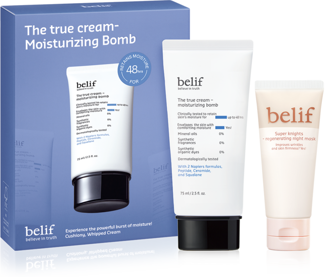 빌리프 더 트루 크림 모이스춰 라이징 밤 + 리제너레이팅 나이트 마스크 35ml 세트, 1개, 75ml