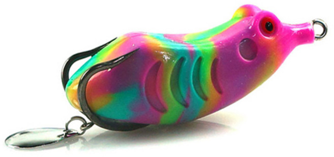 씨타임 스타 프로그루어 배스 가물치 개구리 낚시 웜, 레인보우