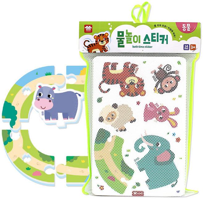 아리아띠 목욕놀이 스티커 동물, 혼합색상, 1개