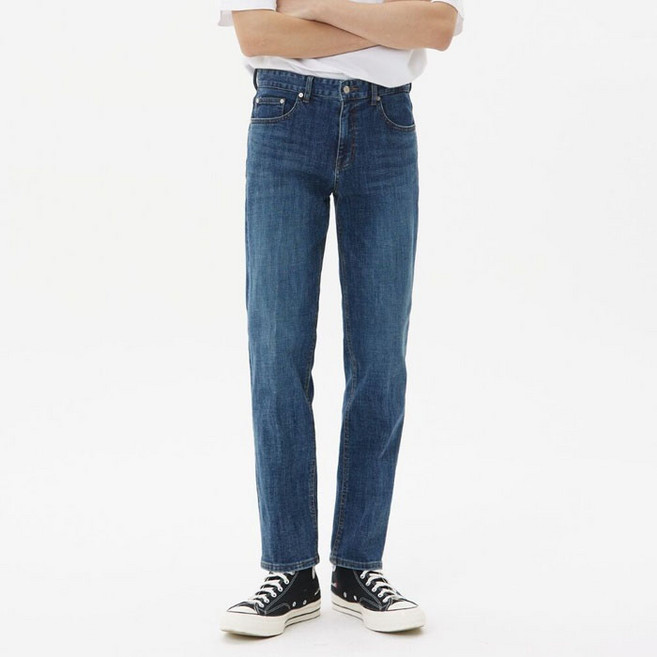 86로드 남성용 크롭 테이퍼드 면 청바지