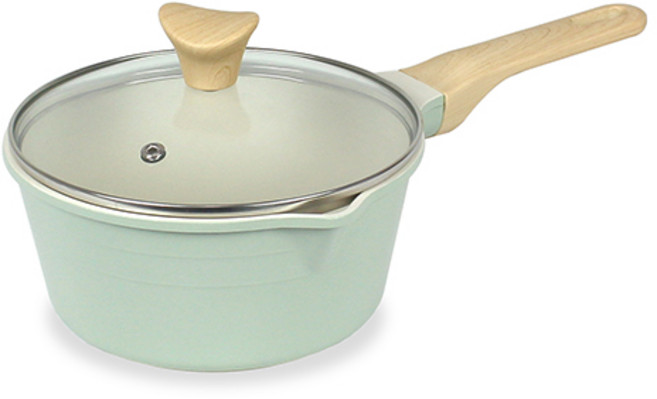 셰프리아 인덕션 IH 피크닉 세라믹 라이트 편수냄비, 아이보리 + 민트, 1개