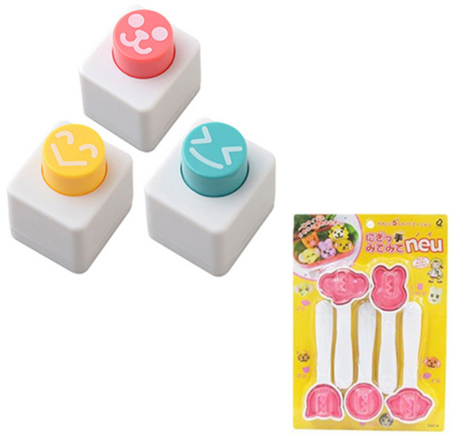 아네스트 동물모양 주먹밥 만들기 5종 75457 + 스마일 미니 김펀치 77096 세트, 혼합색상, 1세트