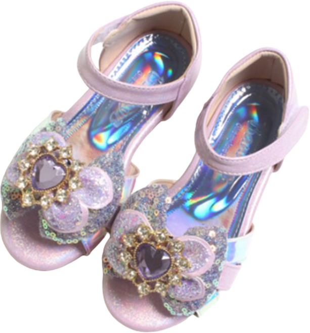 FROMBEBE 여아용 하이디 하트 큐빅 스팽글 LED 공주 샌들