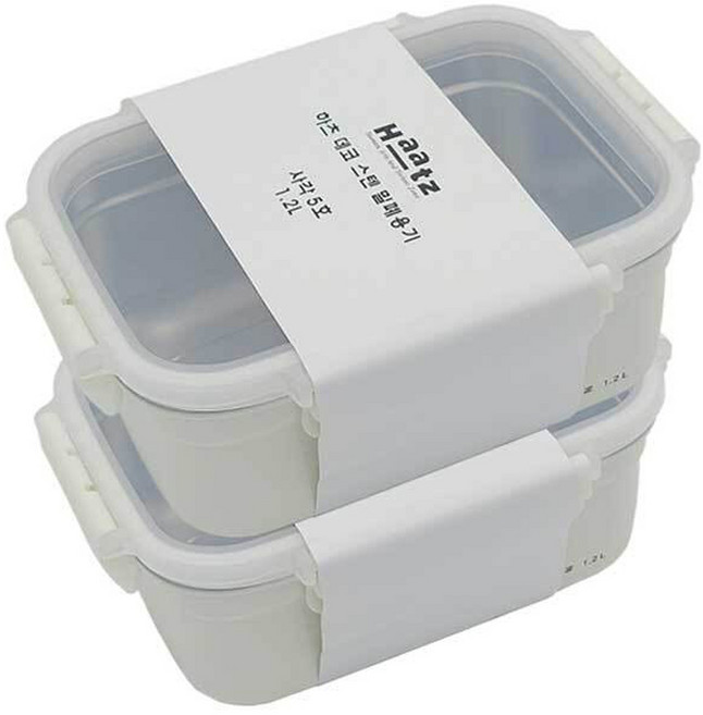 Haatz Deco 不鏽鋼密封容器組, 2個, 1.2L