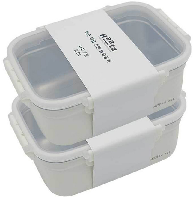 하츠 데코 스텐 밀폐용기 세트, 2개, 2L