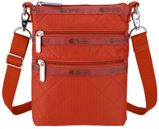 LESPORTSAC 力士保 雪尼爾壓紋三層拉鍊斜揹包 4007.M219, 雪尼爾