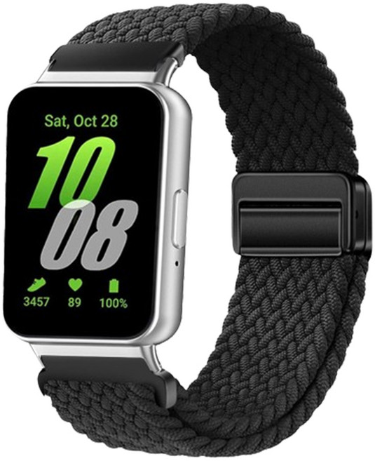 스페이스쉴드 갤럭시 핏3 호환 프리미엄 마그네틱 버클형 브레이드 스트랩, 블랙, 1개