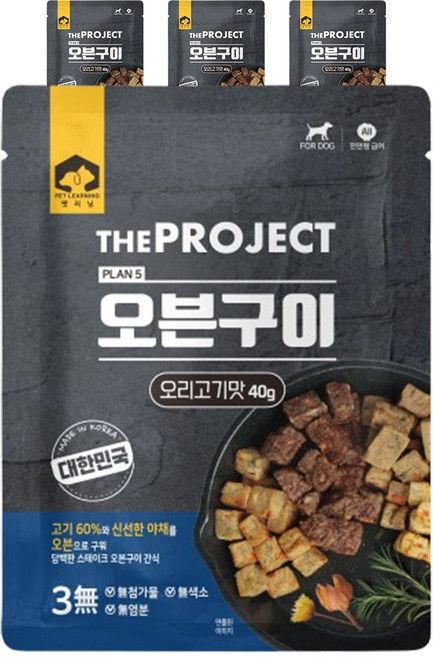 펫러닝 강아지 더 프로젝트 PLAN5 오븐구이, 오리고기맛, 40g, 4개