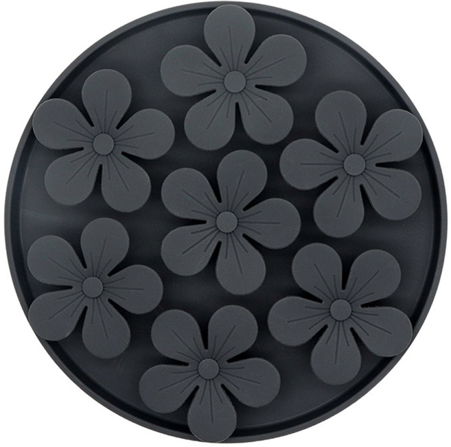 리치독스 반려동물 급체방지 슬로우 식기 플라워, 다크그레이, 1개