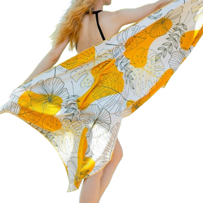 소니오 해피 바캉스 소프트 비치 타월 75 x 150 cm, 03 오렌지 리프, 1개